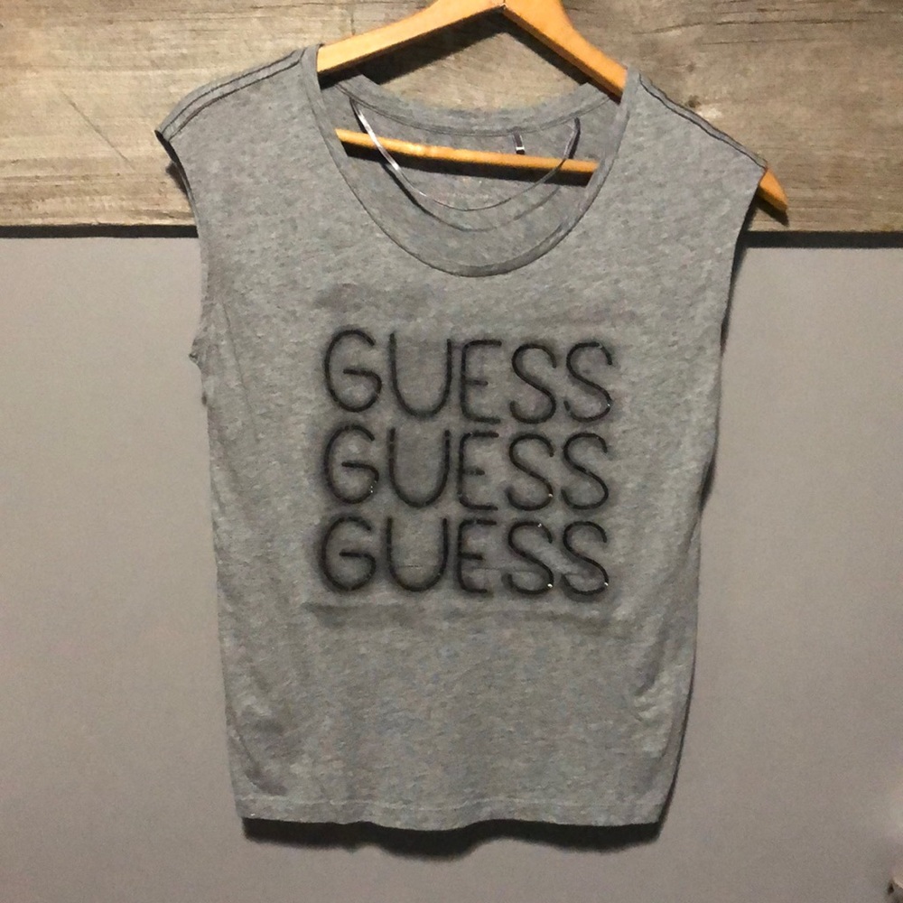 Guess sequin muscle shirt top